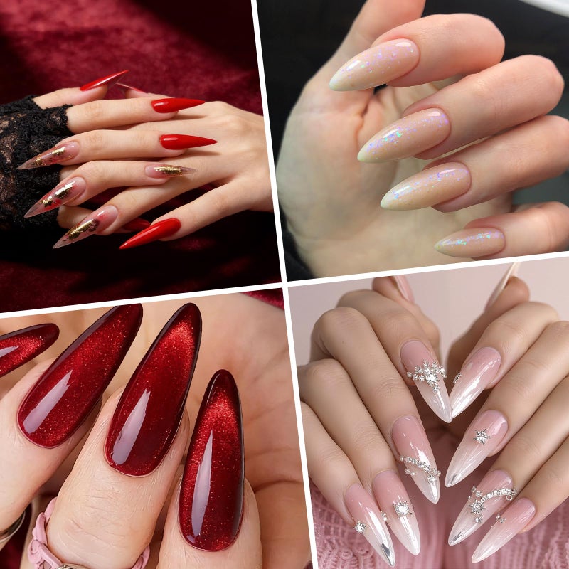 Ranrose 120PCS Short Nail Tips,Short Soft Gel Stiletto Nail Tips Half Cover False Nail Almond Shape Point Acrylic Sharp Artificial False Nail For DIY - Image 3