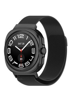 Compatible with Samsung Galaxy Watch 7 Ultra 47mm Band (2024) for Men Women Stainless Steel Magnetic Metal Milanese Loop Mesh Replacement Wristband (Black)