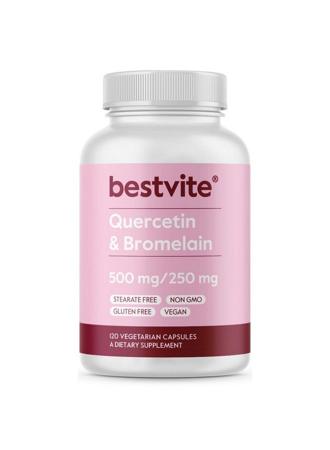 BESTVITE Quercetin with Bromelain 500mg/250mg (120 Vegetarian Capsules) - No Stearates - No Silicon Dioxide - Vegan - Non GMO - Gluten Free - Image 1