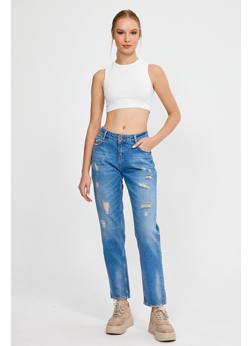 Alexander Gardi - Special Collection Ripped Detail Denim Trousers (AG-1051G) - Image 1