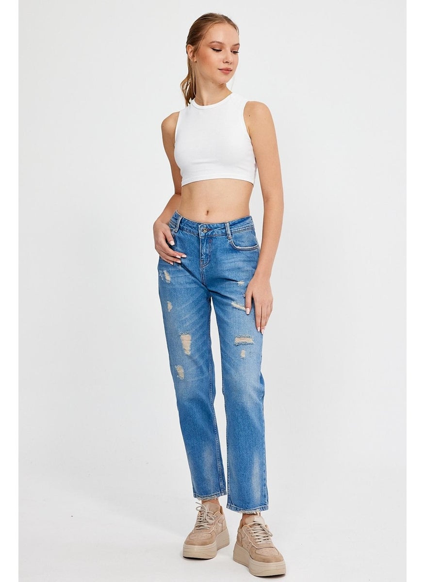 Alexander Gardi - Special Collection Ripped Detail Denim Trousers (AG-1051G) - Image 1
