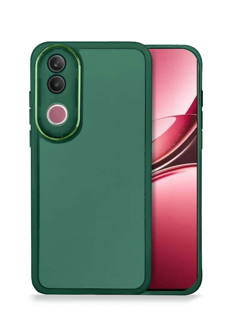 Wtech vivo V50 5G 2025 Soft Transparent TPU Silicone Ultra Thin Phone Stylish Electroplated Camera Border Back Case Cover - Dark Green - Image 1