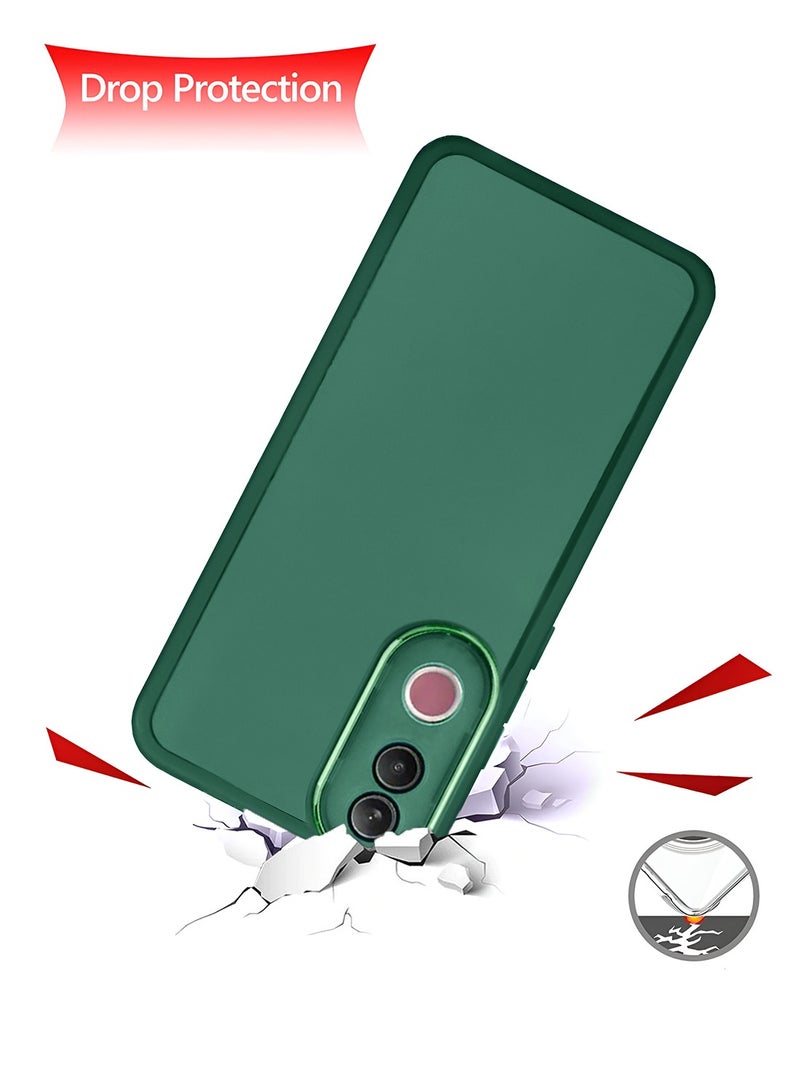 Wtech vivo V50 5G 2025 Soft Transparent TPU Silicone Ultra Thin Phone Stylish Electroplated Camera Border Back Case Cover - Dark Green - Image 3