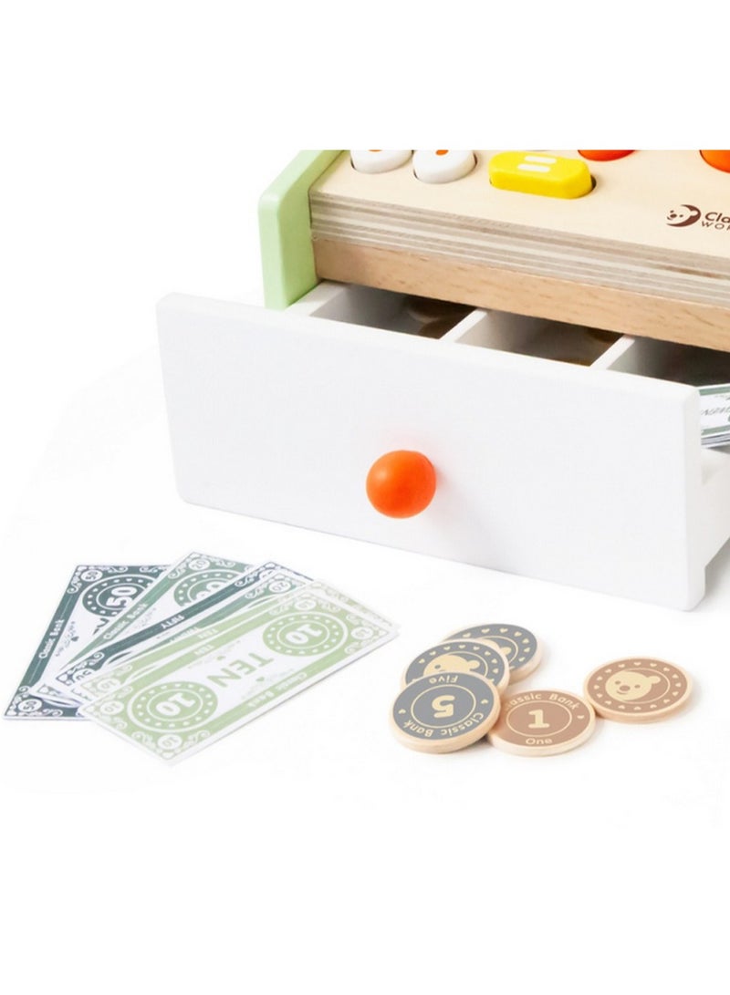 Classic World Cash Register - Wooden Pretend Play Toy for Kids, Role-Playing, Counting and Math Skills, Interactive Cash Register, Money Play, Gift for Children - Image 5