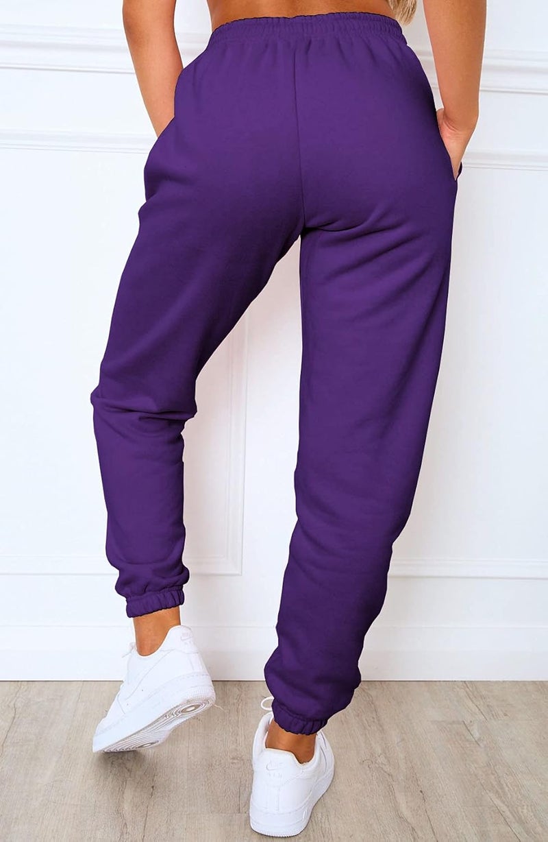 Waitfairy Womens High Waisted Sweatpants Drawstring Jogger Sweat Pants Cinch Bottom Workout Trousers - Image 5