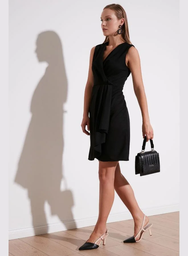 Lela Lela Ruffled Wrap Collar Sleeveless Mini Dress Women's Dress 6058434