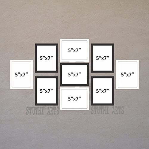 Stuthi Arts 5x7 inch Glass Photo Frames Set of 9 | Wall Photo Frame Collage for Home Decor | Black & White Mix Frames | Family Photo Gallery | Wall Hanging & Tabletop Display - Image 2
