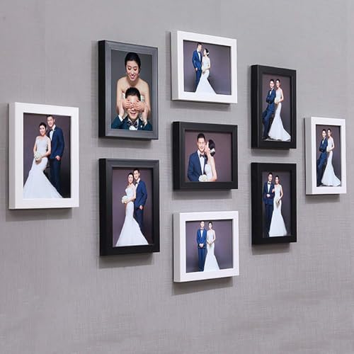 Stuthi Arts 5x7 inch Glass Photo Frames Set of 9 | Wall Photo Frame Collage for Home Decor | Black & White Mix Frames | Family Photo Gallery | Wall Hanging & Tabletop Display - Image 3