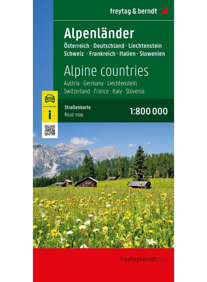 Alpine Countries Road and Leisure Map: Austria - Germany - Liechtenstein - Switzerland - France - Italy - Slovenia