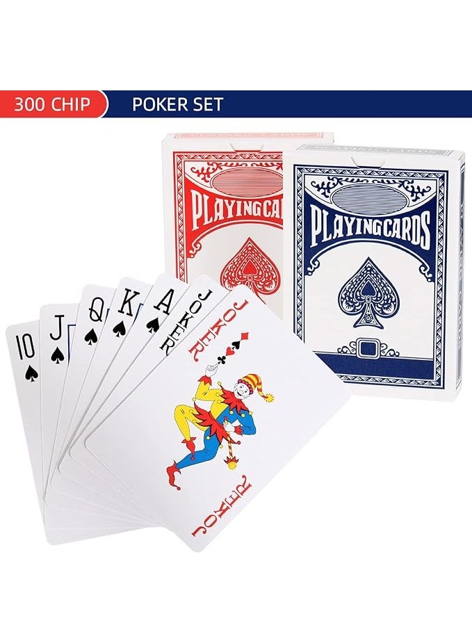 300Pcs Poker Chips Set for Texas Holdem,Blackjack, Tournaments with Aluminum Case,2 Decks of Cards, Dealer, Small Blind, Big Blind Buttons and 5 Dice,11.5 Gram - Image 5