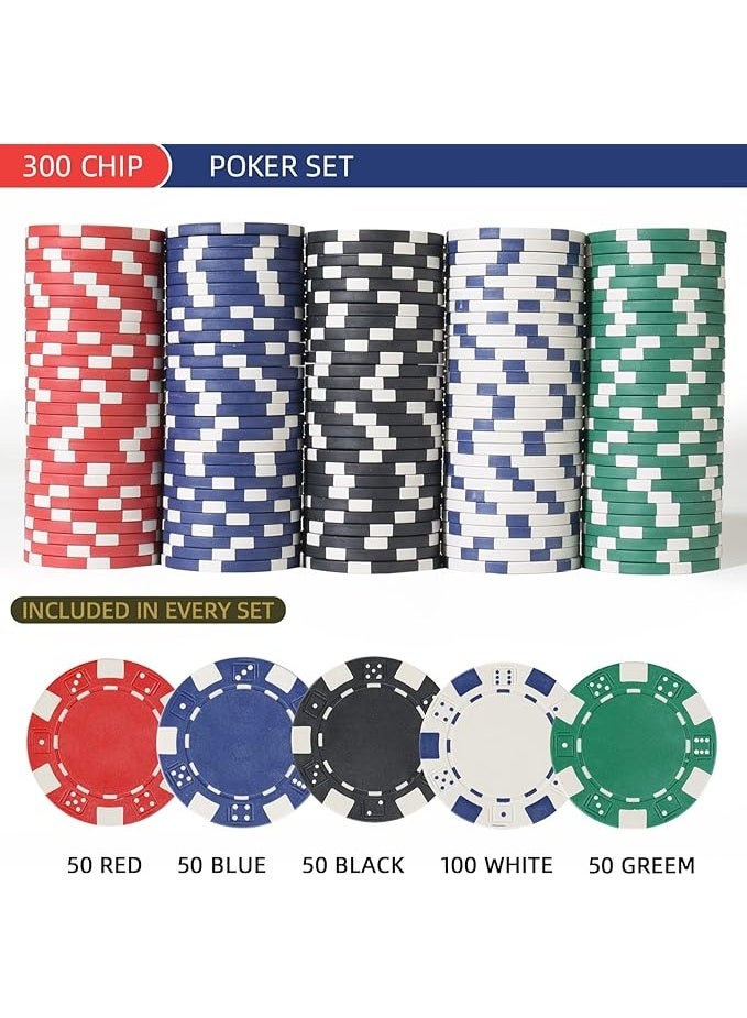 300Pcs Poker Chips Set for Texas Holdem,Blackjack, Tournaments with Aluminum Case,2 Decks of Cards, Dealer, Small Blind, Big Blind Buttons and 5 Dice,11.5 Gram - Image 4