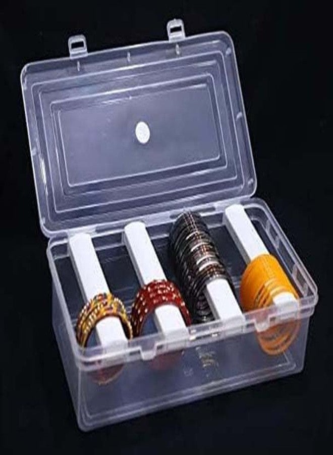 KAPDOLIYAS Multipurpose Transparent Accessories Plastic Storage Box With 4 Detachable Rods For Women and Girls,Organizer Case For Jewellery, Bangles Box (Pack of 2) - Image 3