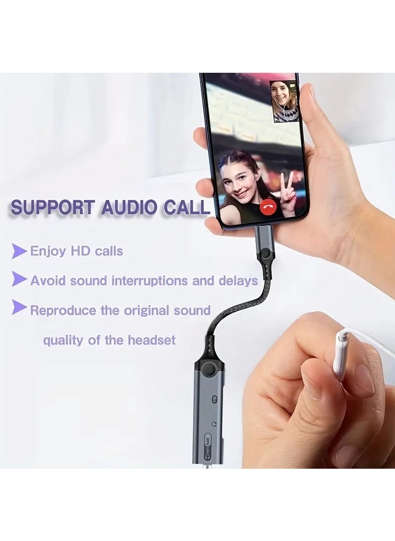 USB C To 3.5mm Headphone And Type-c Headphone And Charger Adapter,3-in-1 USB C To Aux Audio Jack And Fast Charging Dongle Cable Cord With PD 60W Fast Charging