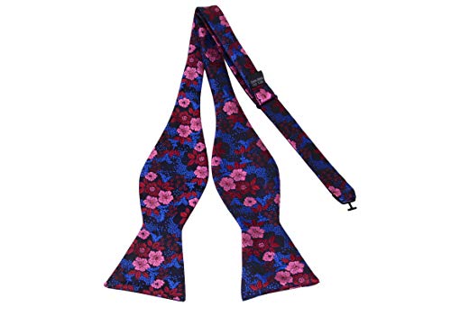GUSLESON Mens Wedding Bowtie Floral Silk Self Tie Bow Tie & Pocket Square Set (0564-02) - Image 2