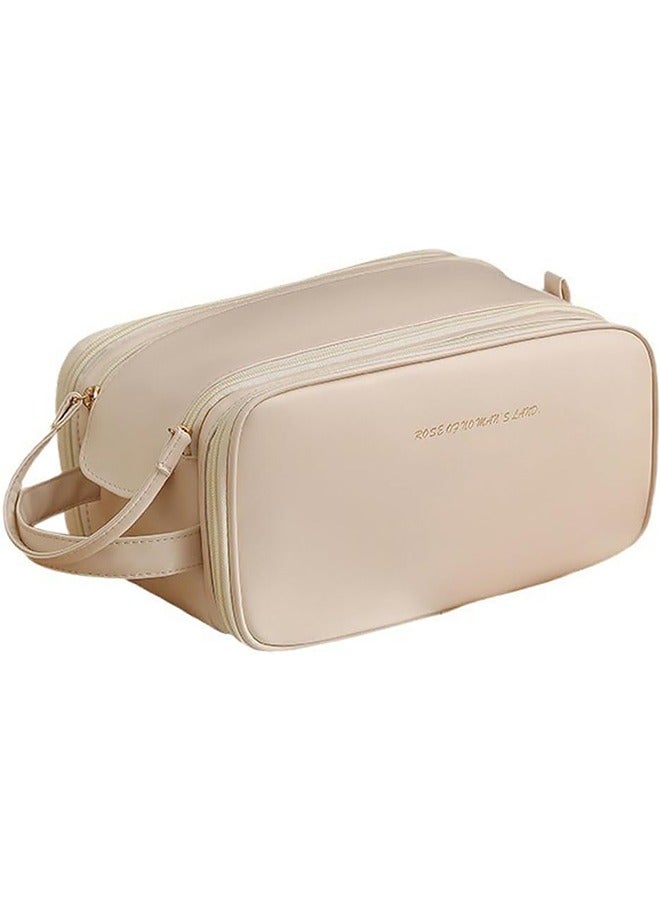 JCB CHIC حقيبة تجميل بسعة كبيرة للسفر، حقيبة أدوات تجميل جلدية PU بسحاب لأدوات التجميل، فرشاة المكياج، حقيبة تنظيم مكياج محمولة مقاومة للماء للاستخدام في السفر والمنزل - Image 1