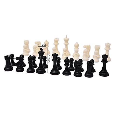 AARGKRAFT Durable Plastic Tournament Chess Pieces with 2 Extra Queens - Complete Set of 34 Standard Size Chessmen Staunton Coins (3.8" Inch King Height) - Image 3
