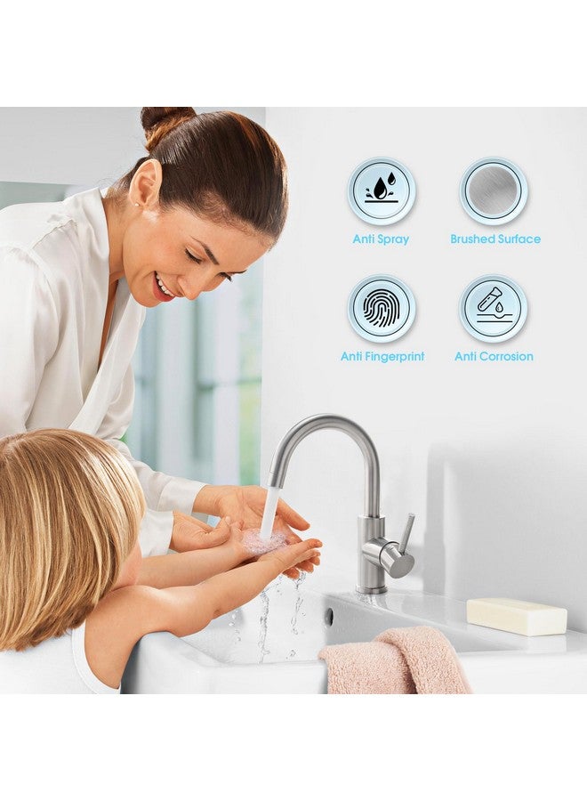 CREA Bar Sink Faucet, Bathroom Kitchen Faucet Brushed Nickel Pre Wet Small Mini Kitchen Bath Utility Marine Faucet Single Hole Stainless Steel Farmhouse Vanity Lavatory Faucets Outdoor - Image 5