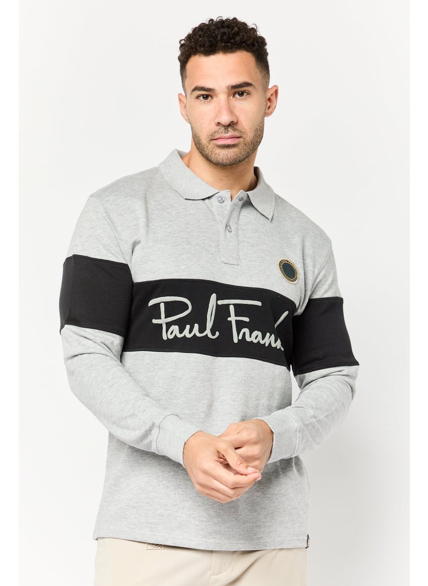 Paul Frank Men Regular Fit Long Sleeve Brand Logo Polo Shirt, Multicolor  - Image 1
