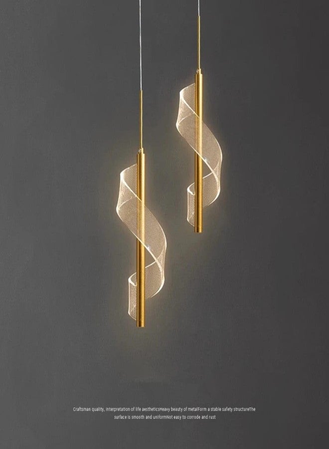Glowave™ Royal LED Spiral Shape Classic Gold Finish Acrylic Bedside Pendant Hanging Light Ceiling Lamp Light Fixture - Tricolour | Warm White, White, Natural White | (D-303) - Image 4