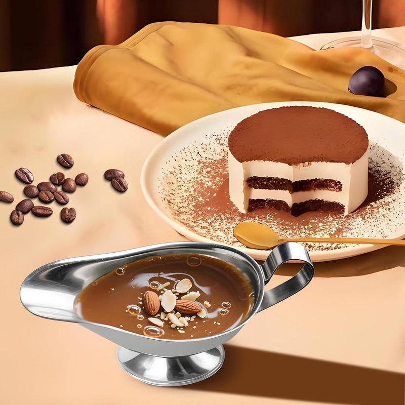 Seuqhck 2 Pack 10 Oz Gravy Boat with Handle, Stainless Steel Gravy Sauce Boat Bowl for Dining, Holiday Meals, Parties, Salad Dressing, Thanksgiving, Christmas - Image 5