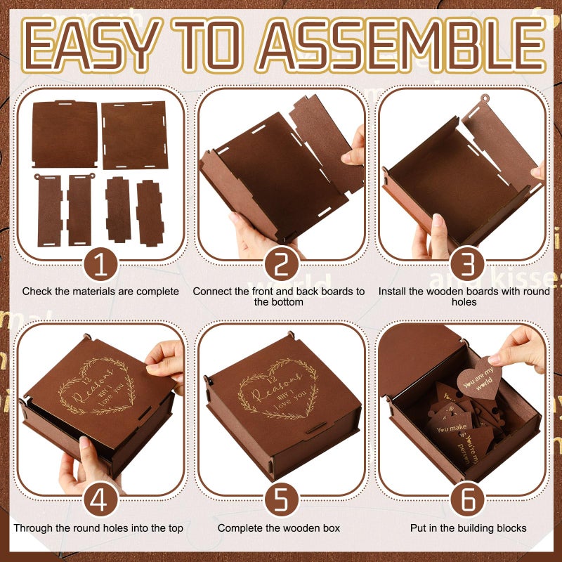 Seenelling Reasons Why I Love You Gift for Him Her, Valentine Romantic Heart Puzzle Box,12 Reasons Heart Puzzle for Girlfriend Boyfriend Wife Husband, I Love You Mom, Relationship Gifts Ideas - Image 4