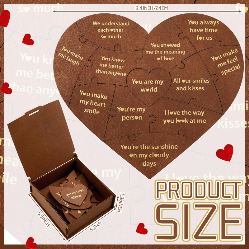 Seenelling Reasons Why I Love You Gift for Him Her, Valentine Romantic Heart Puzzle Box,12 Reasons Heart Puzzle for Girlfriend Boyfriend Wife Husband, I Love You Mom, Relationship Gifts Ideas - Image 2