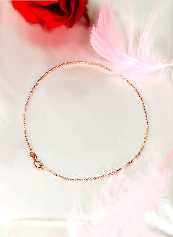 SEA OF ICE Rose Gold Flashed Sterling Silver 1mm Diamond-Cut Round Ball Chain Bead Anklet for Women, Size 11 inch. - Image 5