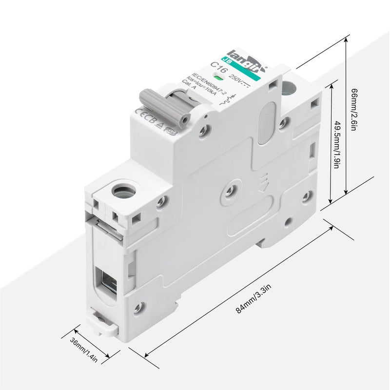 LANGIR DC 10A Circuit Breaker, 1 Pole DIN Rail Mount, 250V Solar PV Disconnect Switch, Overcurrent Protection for Battery, Home, RV, and Industrial Electrical Systems - Image 2