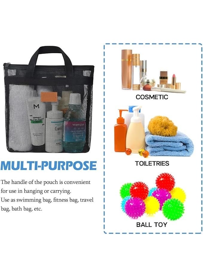 3 Pcs Portable Mesh Shower Caddy Tote, Quick Dry Tote Bag Mesh Beach Bags for Women, Hanging Toiletry and Bath Organizer for Travel Swimming Sports Gym Camp Shopping College Dorms  - Image 4