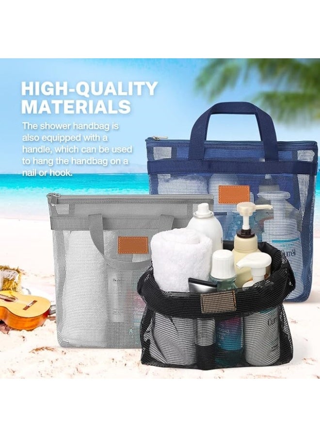 3 Pcs Portable Mesh Shower Caddy Tote, Quick Dry Tote Bag Mesh Beach Bags for Women, Hanging Toiletry and Bath Organizer for Travel Swimming Sports Gym Camp Shopping College Dorms  - Image 3