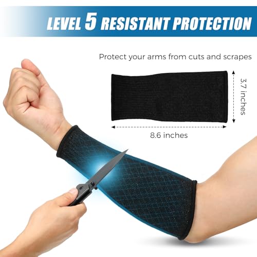 Geyoga 2 Pairs Cut Resistant Sleeve Arm Protection Sleeves Level 5 Protection Safety Protective Sleeves for Men Women (Black, 8.6 x 3.7 Inches) - Image 2