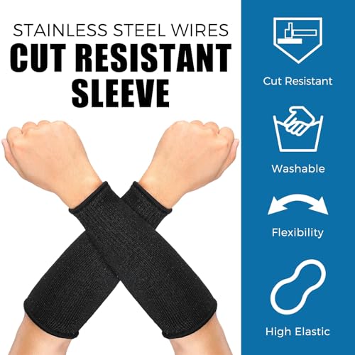 Geyoga 2 Pairs Cut Resistant Sleeve Arm Protection Sleeves Level 5 Protection Safety Protective Sleeves for Men Women (Black, 8.6 x 3.7 Inches) - Image 4