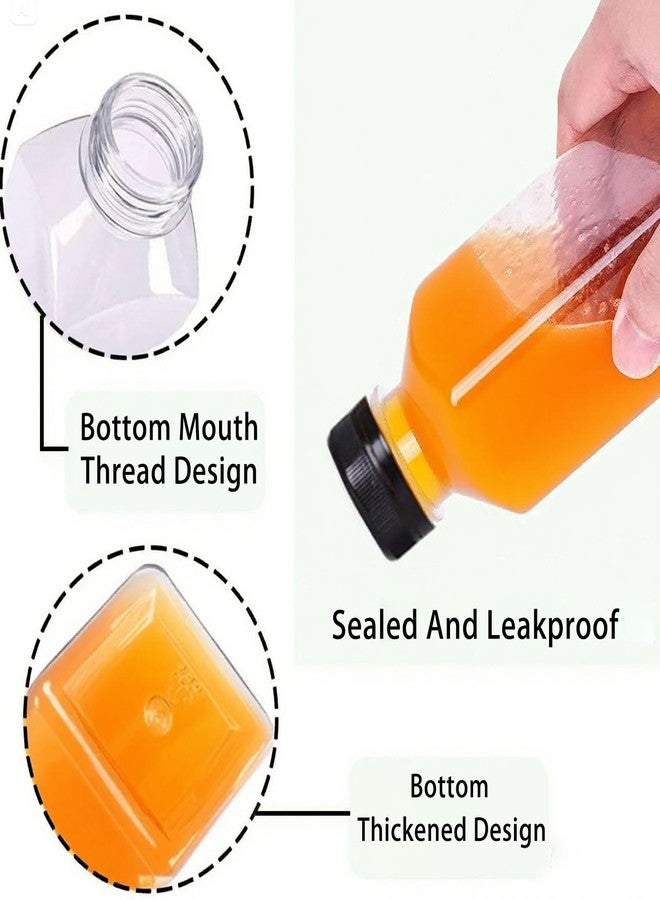 Sonfon Plastic Juice Bottles with Caps 10pcs 12oz, Reusable Juice Containers with Tamper Proof Lids Black, Clear Bottles for Juicing, Milk, Smoothie Bottle, Drinking with 10Pcs Labels & Bottle Brush - Image 4