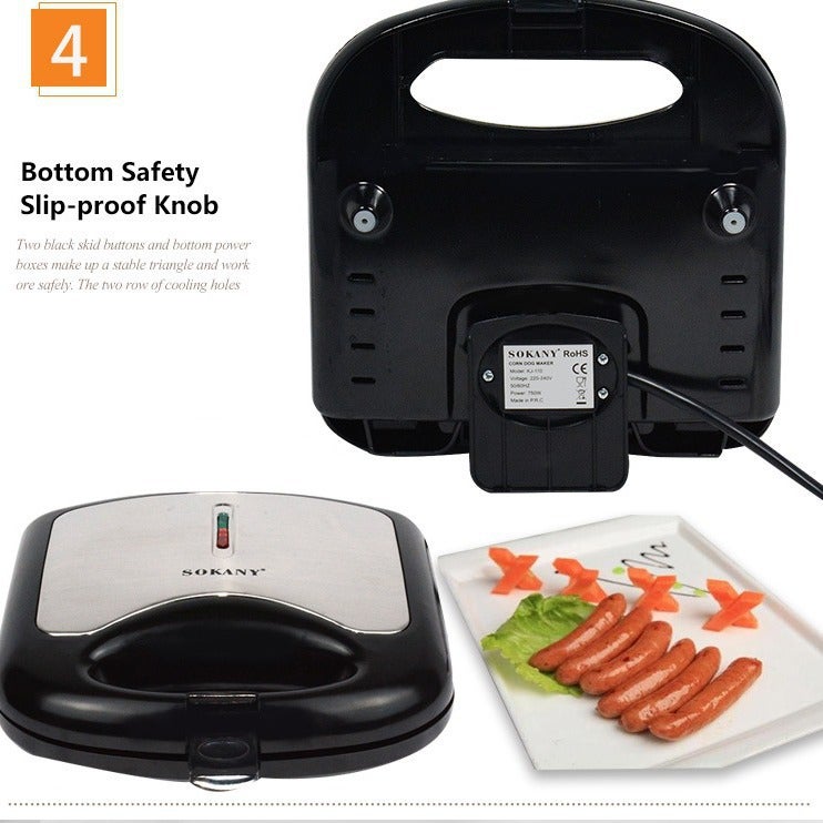 Corn Dog Sausage Machine Double Sided Heating 750W Dog Machine Mini Waffle Machine Breakfast Machine - Image 3