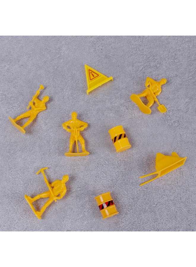 Plastic Brick Removal Worker Road Administration Worker Set Roadblock 8-piece Set DIY Engineering Car Cake Accessories Construction Team-Color:Driller 8-piece Set  - Image 4