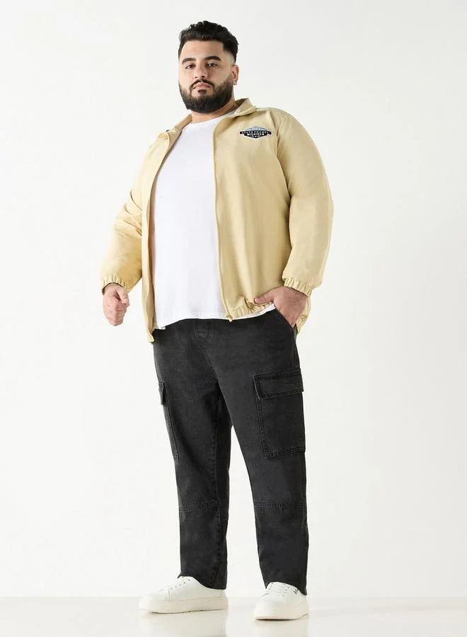 سبلاش فيڤ جاكيت بسحاب مطرز بمقاس كبير