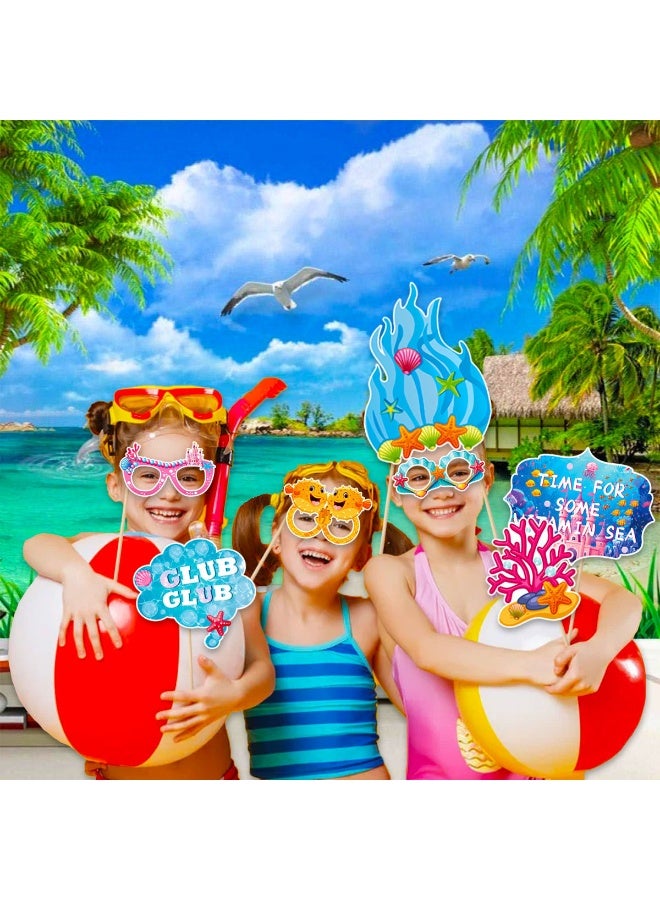 30Pcs Under the Sea Photo Booth Props, Ocean & Mermaid Themed Selfie Accessories for Kids Birthday, Summer Pool Party, Baby Shower, Beach Party Decorations - Image 5