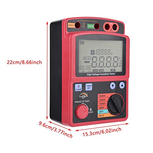 Sky King Skyking 5kv Megger | Digital Insulation Resistance Tester – High Voltage Megohmmeter 250V/500V/1000V/2500V/5000V, Up to 1000GΩ with LCD Display, High Accuracy Insulation Tester for Electrical Testing - Image 4