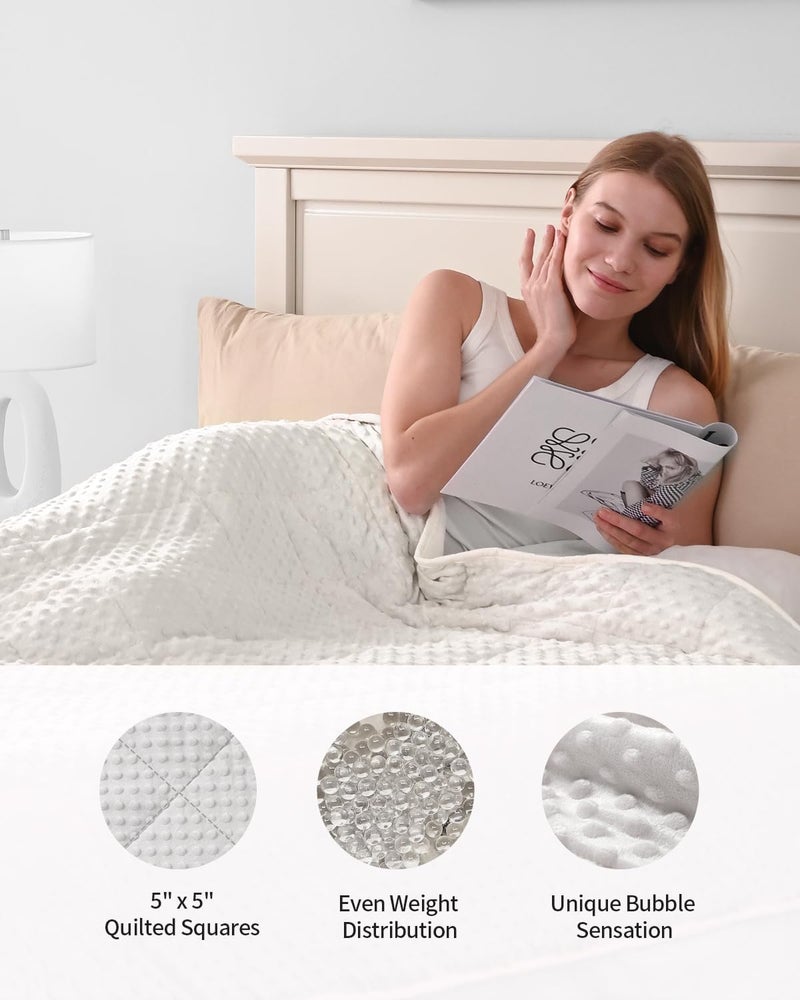 Mr. Sandman بطانية مرزم النوم الموزونة للبالغين، ناعمة ومريحة للنوم، قابلة للغسيل في الغسالة، مقاس 48 × 72 بوصة، وزنها 15 رطل، بلون أبيض - Image 5