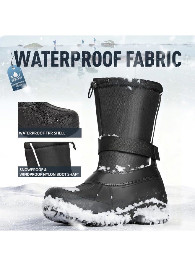 Furuian Winter Snow Boots for Men Waterproof, All Black, 10 - Image 5