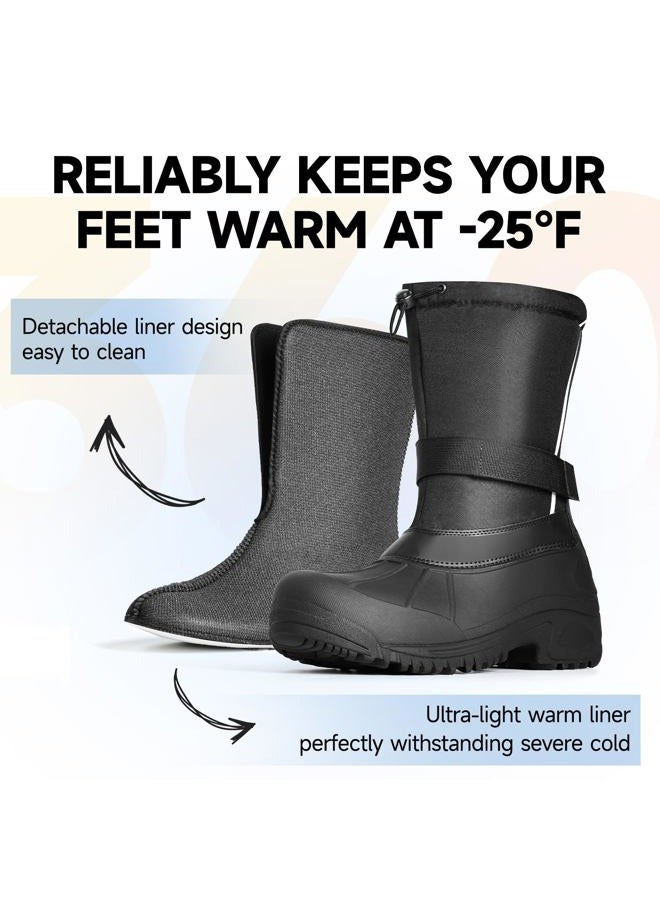 Furuian Winter Snow Boots for Men Waterproof, All Black, 10 - Image 4