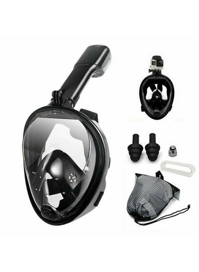 VBM قناع الغوص الكامل VBM - أحدث نظام قمة جافة، قناع غوص بزاوية 180 درجة مع حامل كاميرا، تنفس آمن، مضاد للتسرب ومضاد للضباب - زعانف سباحة (أسود - S/M) - Image 1