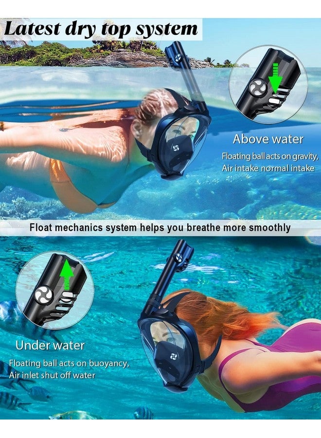 VBM قناع الغوص الكامل VBM - أحدث نظام قمة جافة، قناع غوص بزاوية 180 درجة مع حامل كاميرا، تنفس آمن، مضاد للتسرب ومضاد للضباب - زعانف سباحة (أسود - S/M) - Image 3