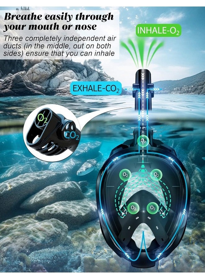 VBM قناع الغوص الكامل VBM - أحدث نظام قمة جافة، قناع غوص بزاوية 180 درجة مع حامل كاميرا، تنفس آمن، مضاد للتسرب ومضاد للضباب - زعانف سباحة (أسود - S/M) - Image 5