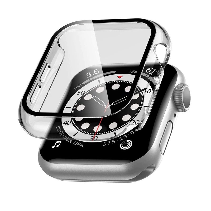 TYCOM Case Compatible with Apple Watch Series 6/SE/5/4 44mm, Built-in Tempered Glass Screen Protector, Hard PC Overall Protective Cover, Clear - Image 1