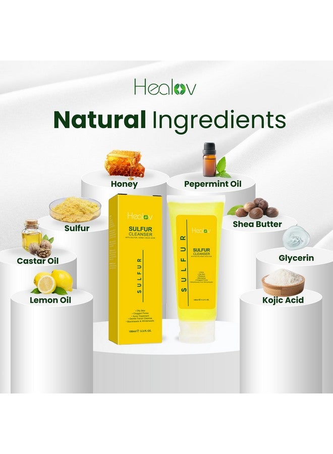 Healov Sulfur Soap Sulfur Face & Body Wash For Acne Sulphur Exfoliating Facial Cleanser Absorbs Excess Oil Reduces Breakouts & Cleanses Skin Natural Cystic Acne Rosacea Skin Care Treatment - Image 5