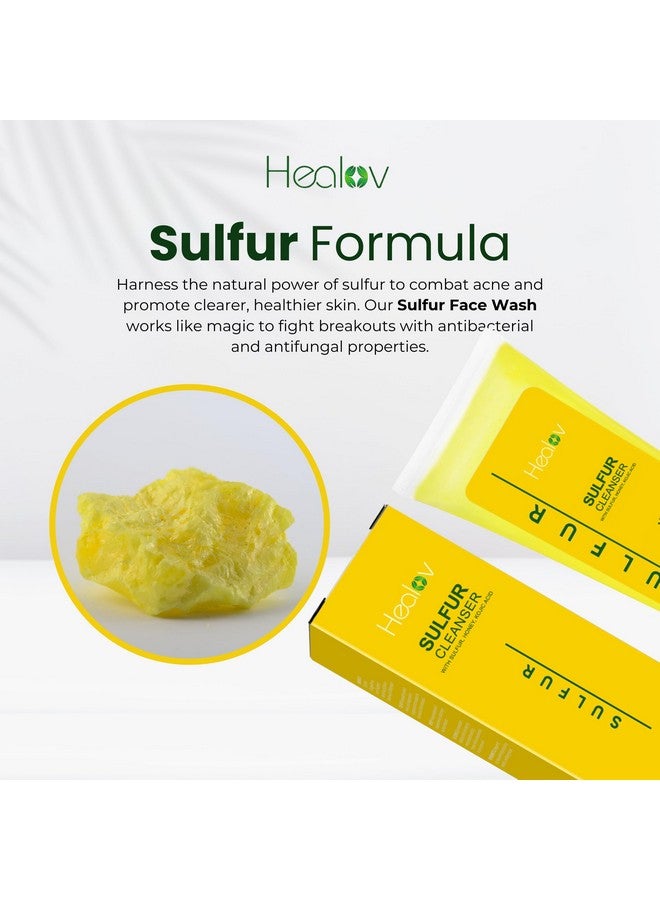 Healov Sulfur Soap Sulfur Face & Body Wash For Acne Sulphur Exfoliating Facial Cleanser Absorbs Excess Oil Reduces Breakouts & Cleanses Skin Natural Cystic Acne Rosacea Skin Care Treatment - Image 4