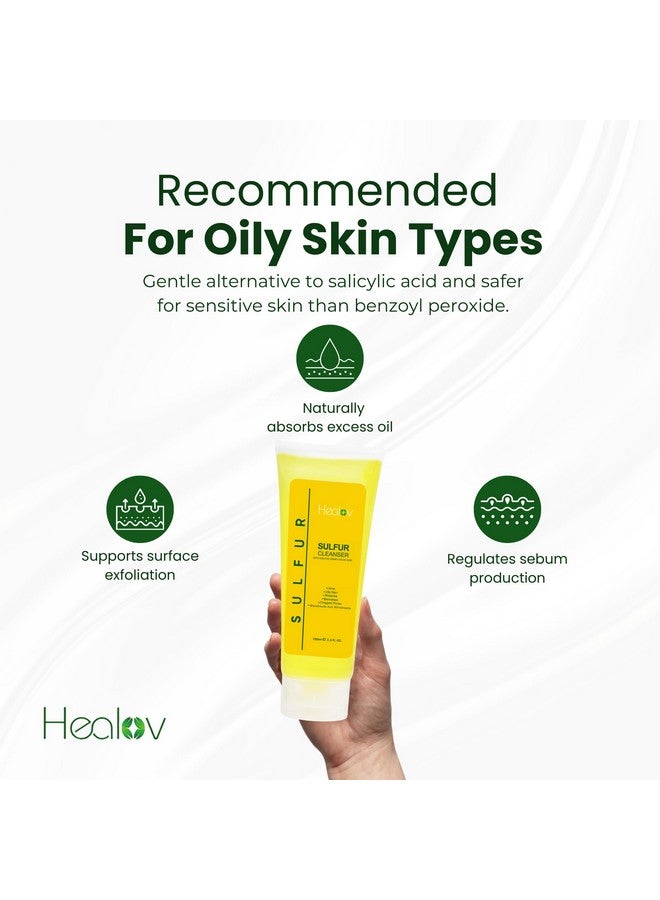 Healov Sulfur Soap Sulfur Face & Body Wash For Acne Sulphur Exfoliating Facial Cleanser Absorbs Excess Oil Reduces Breakouts & Cleanses Skin Natural Cystic Acne Rosacea Skin Care Treatment - Image 3