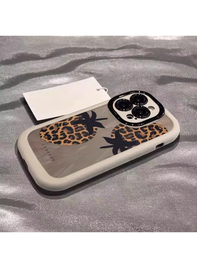 NIBEMINENT Leopard Strawberry Protective TPU Case Cover For iPhone 15 Plus, White