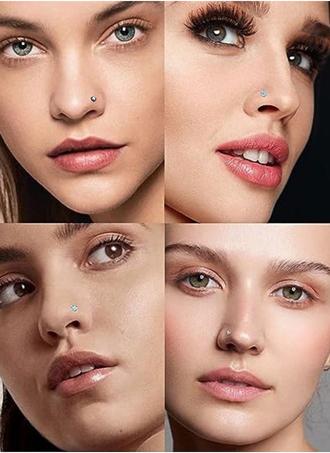 Ocean - 9PCS 20G Surgical Stainless Steel Nose Stud Ring Piercing Nose Bone Rings Set - Image 1